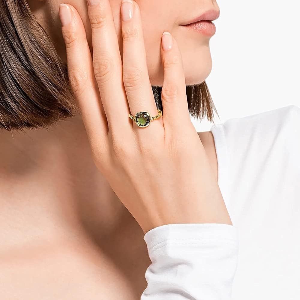 Swarovski Tahlia ring, green, gold plated - Size 8